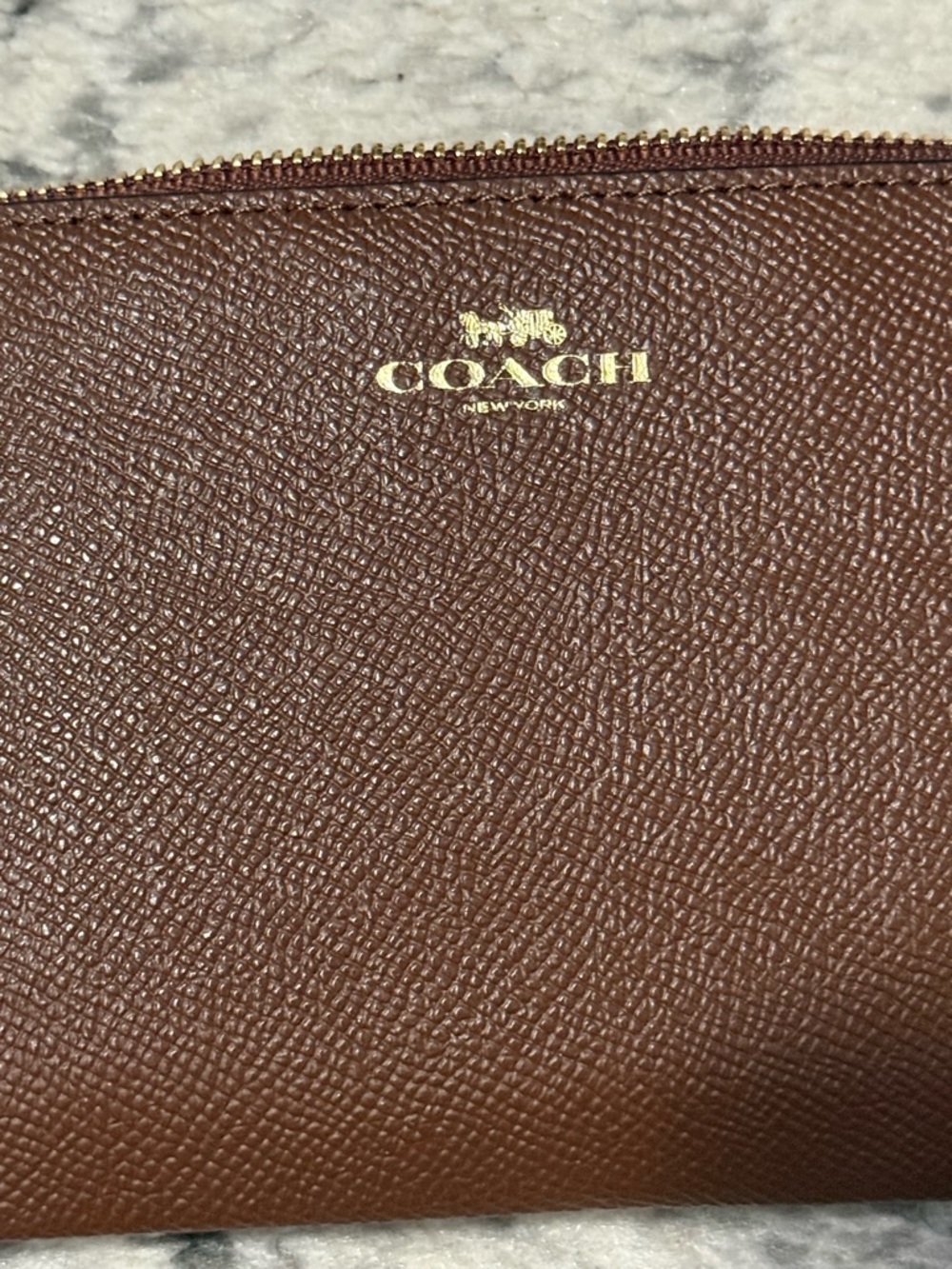 Coach Brown Pebbled Leather Wristlet Zip Pouch NWT - Picture 6 of 6